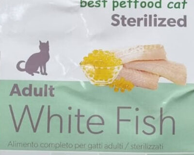 Alimento completo per gatti adulti sterilizzati con Pesce Bianco – 300 gr, 1,5 Kg o 5,0 Kg