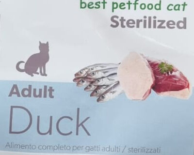 Alimento completo per gatti adulti sterilizzati con Anatra – 300 gr, 1,5 Kg o 5,0 Kg